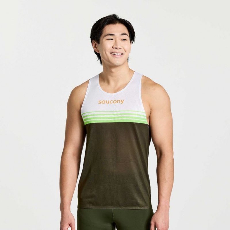 Men\'s Saucony Elite Singlet White / Black | CANADA CQXVEHZ