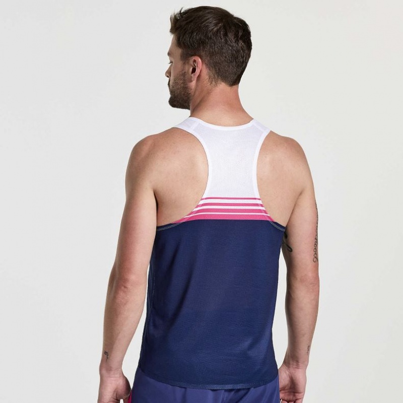 Men's Saucony Elite Singlet White / Navy | CANADA CNTOZBG