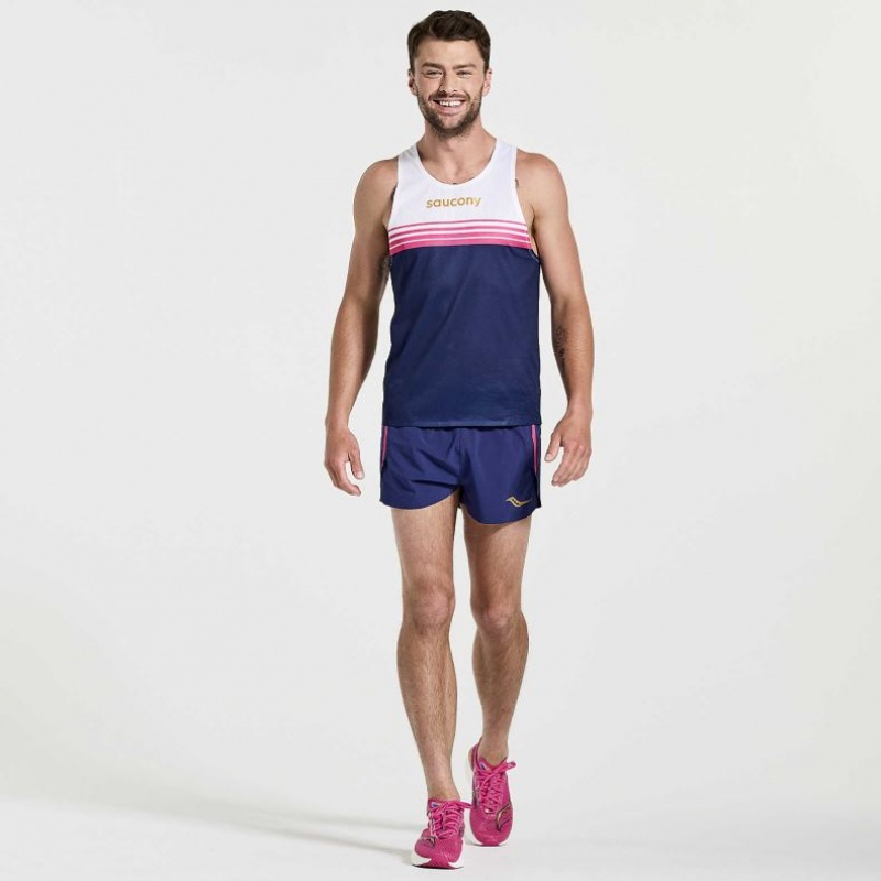 Men's Saucony Elite Singlet White / Navy | CANADA CNTOZBG