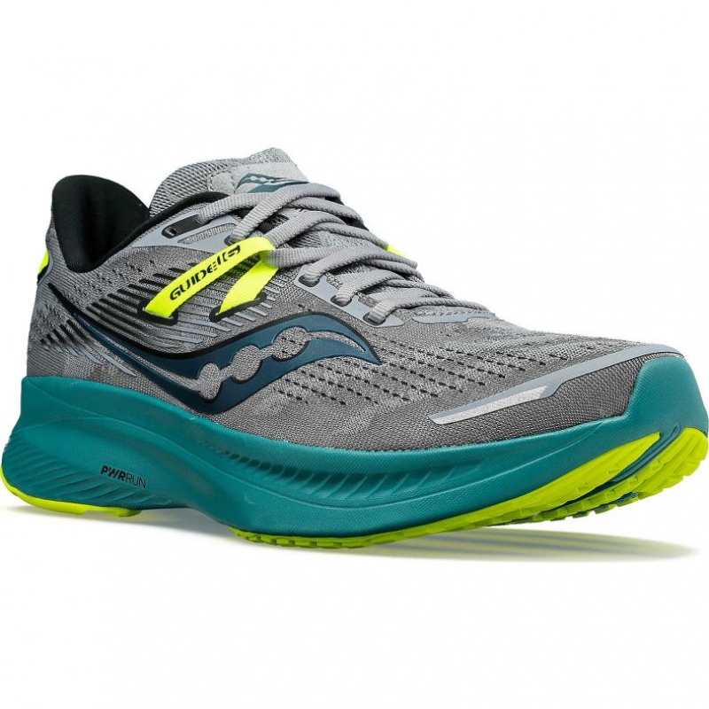 Men's Saucony Guide 16 Running Shoes Grey / Turquoise | CANADA FALRQBO