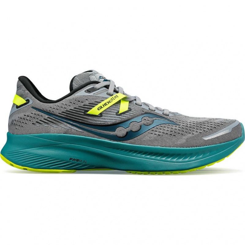 Men\'s Saucony Guide 16 Running Shoes Grey / Turquoise | CANADA FALRQBO