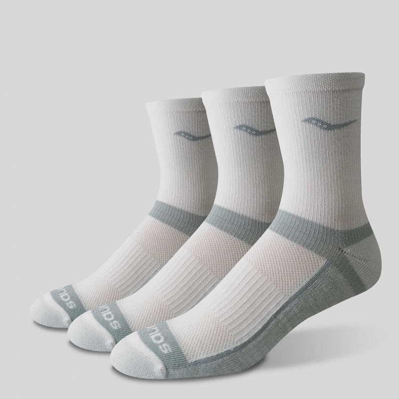 Men's Saucony Inferno Cushion Mid 3-Pack Socks White | CANADA FXZULAM