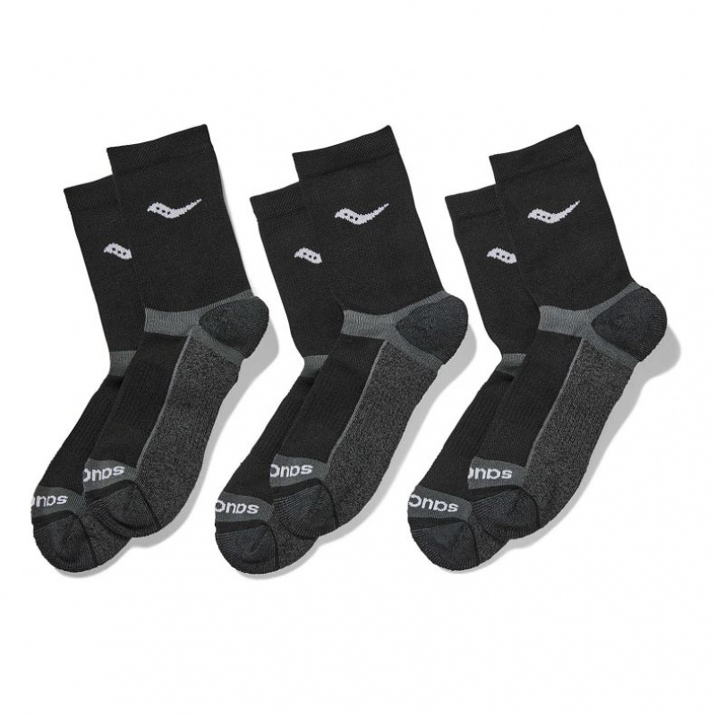 Men\'s Saucony Inferno Cushion Mid 3-Pack Socks Black | CANADA DNHBMOY