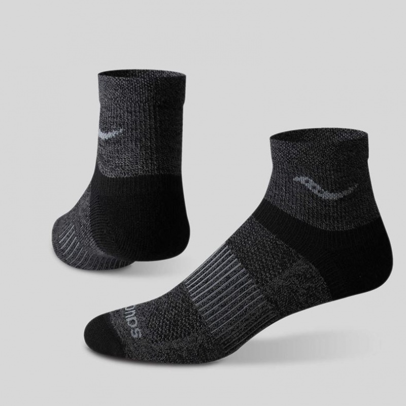 Men\'s Saucony Inferno Merino Wool Blend Quarter 3-Pack Socks Black | CANADA ICTSNHR