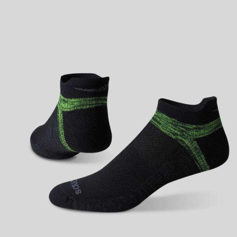 Men's Saucony Inferno No Show Tab 3-Pack Socks Black / Green | CANADA GZKBROC