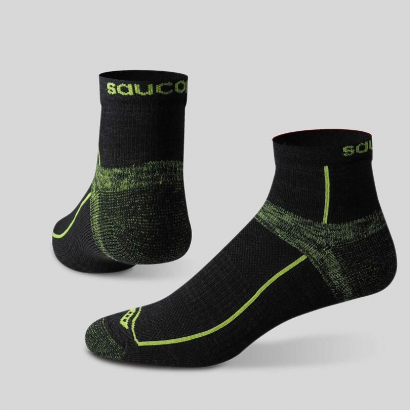 Men's Saucony Inferno Quarter 3-Pack Socks Black / Green | CANADA IMCSWLF