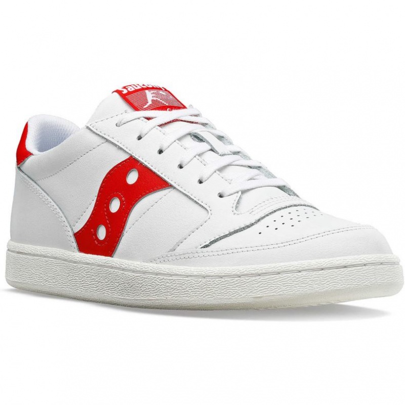 Men's Saucony Jazz Court PU Sneakers White / Red | CANADA IWUTDCJ