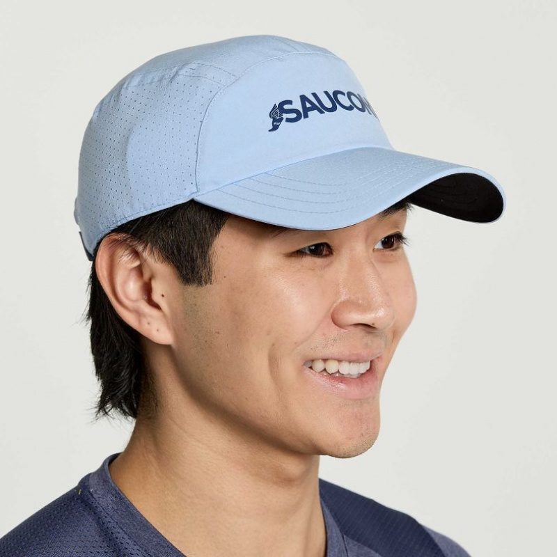 Men\'s Saucony Outpace Hat Blue | CANADA RSJCXBQ