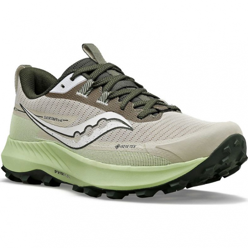 Men's Saucony Peregrine 13 GTX Running Shoes Grey / Mint | CANADA WUVRMYS