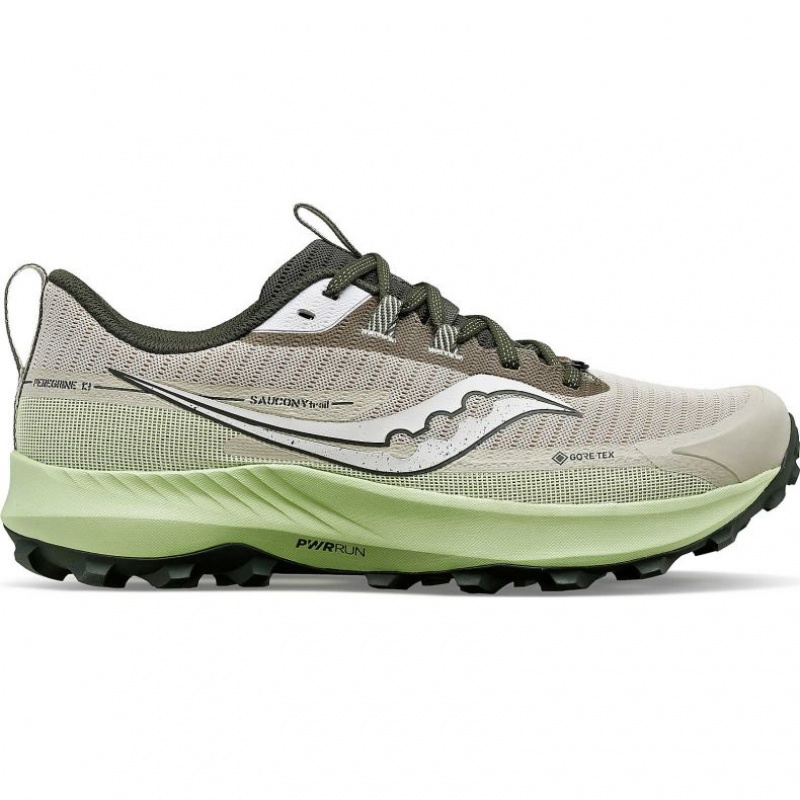 Men\'s Saucony Peregrine 13 GTX Running Shoes Grey / Mint | CANADA WUVRMYS