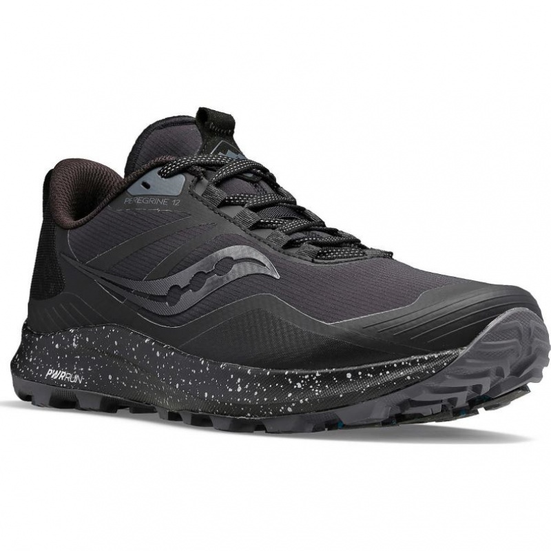 Men's Saucony Peregrine ICE+ 3 Running Shoes Black | CANADA RGPXAKJ