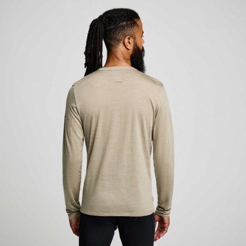 Men's Saucony Peregrine Merino Long Sleeve T-Shirt Olive | CANADA LKSGNTD