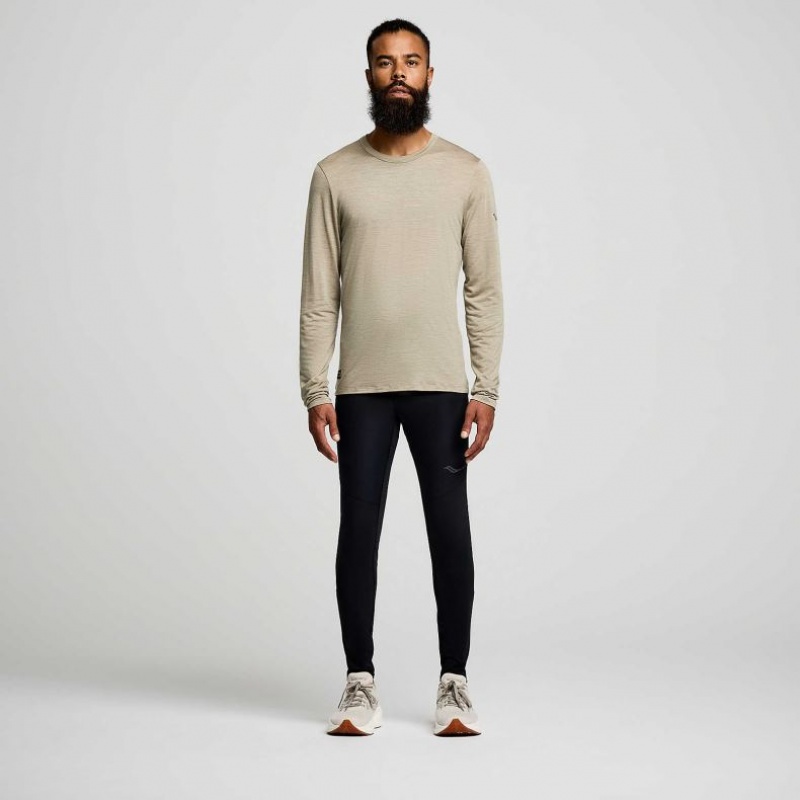 Men's Saucony Peregrine Merino Long Sleeve T-Shirt Olive | CANADA LKSGNTD