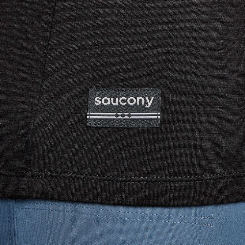 Men's Saucony Peregrine Merino Long Sleeve T-Shirt Black | CANADA UZCVWBT