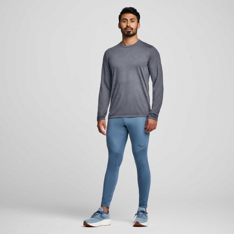 Men's Saucony Peregrine Merino Long Sleeve T-Shirt Grey | CANADA IFQWGTU