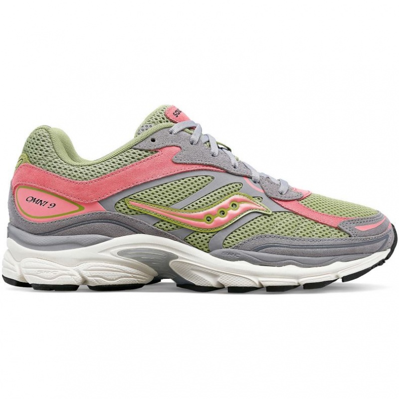 Men\'s Saucony ProGrid Omni 9 Premium Sneakers Grey / Green / Pink | CANADA WSYCQEL