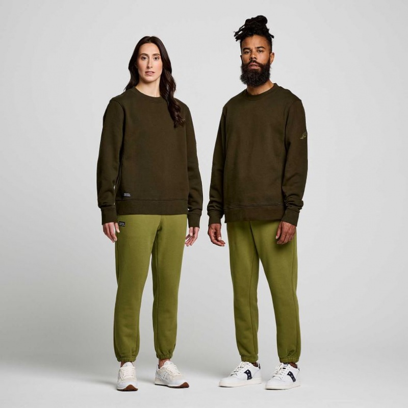 Men's Saucony Recovery Crew Sweatshirt Olive | CANADA QTWXBYL