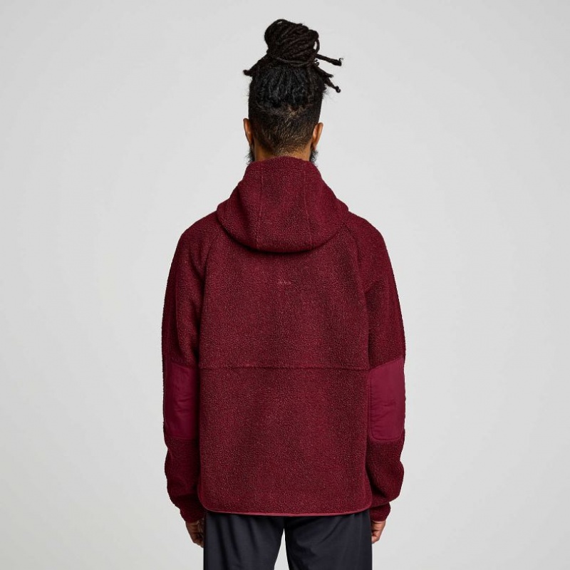 Men's Saucony Recovery Sherpa Pullover Hoodie Burgundy | CANADA GIEUCNM