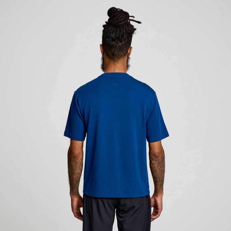 Men's Saucony Recovery Short Sleeve T-Shirt Indigo | CANADA JNUYQSG