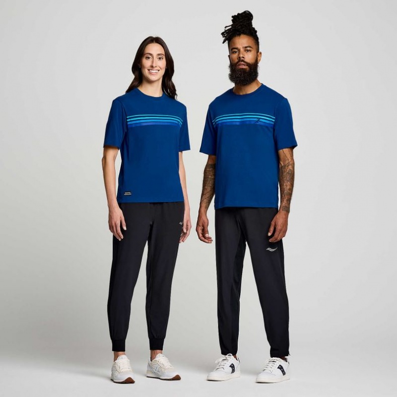 Men's Saucony Recovery Short Sleeve T-Shirt Indigo | CANADA JNUYQSG