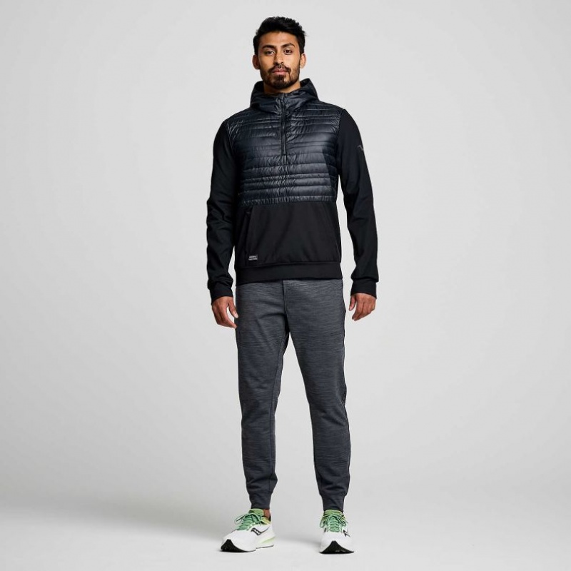 Men's Saucony Solstice Oysterpuff Hoodie Black | CANADA IWPVKHQ