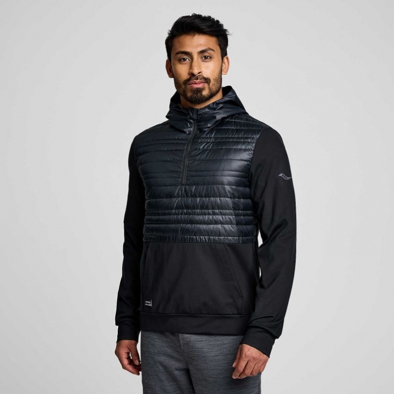 Men\'s Saucony Solstice Oysterpuff Hoodie Black | CANADA IWPVKHQ