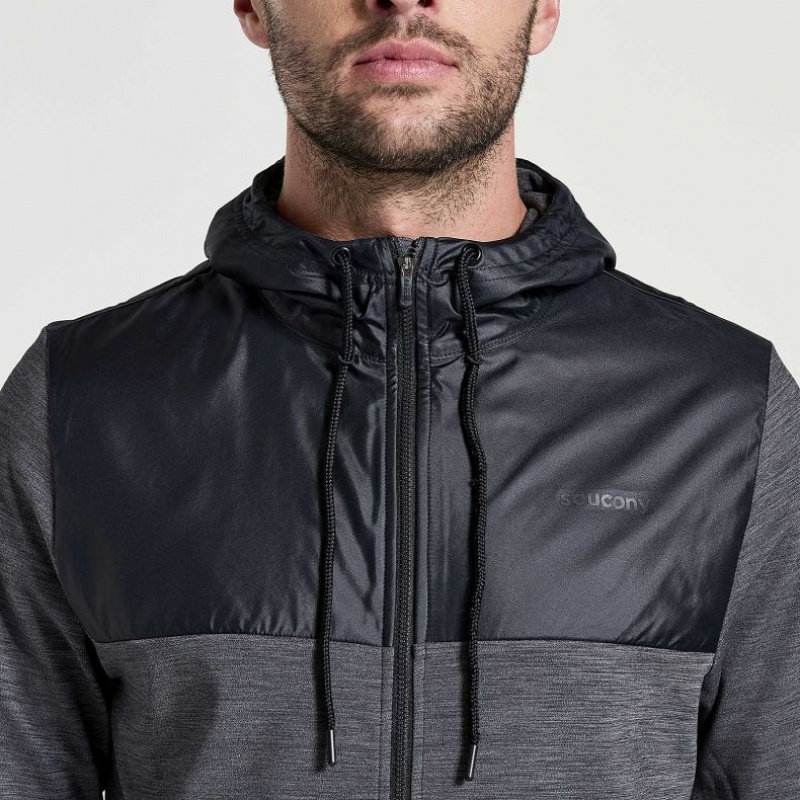 Men's Saucony Solstice Zip Hoodie Black | CANADA TGAJQMX