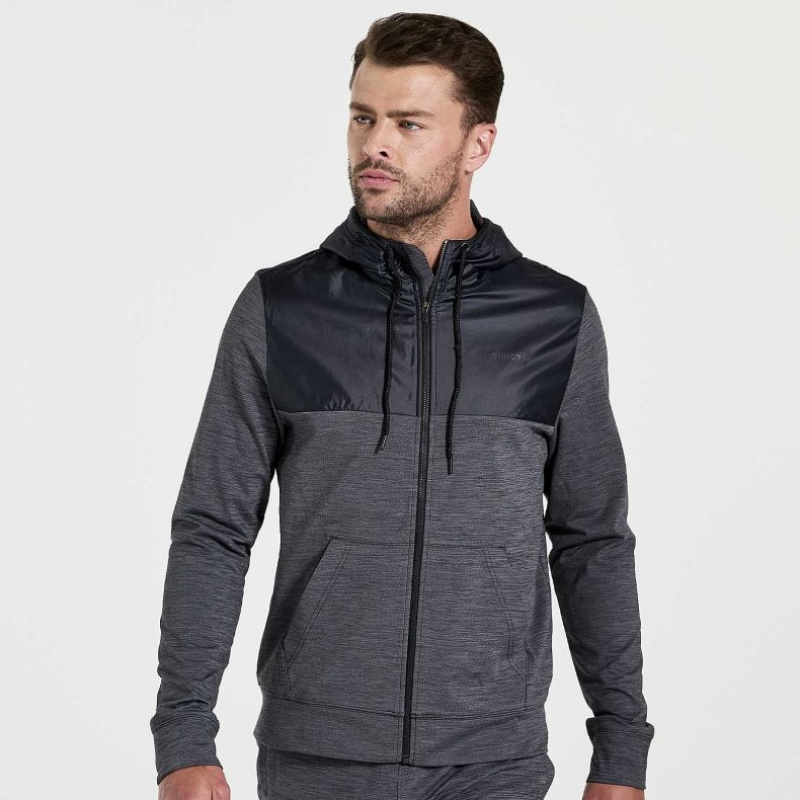 Men\'s Saucony Solstice Zip Hoodie Black | CANADA TGAJQMX