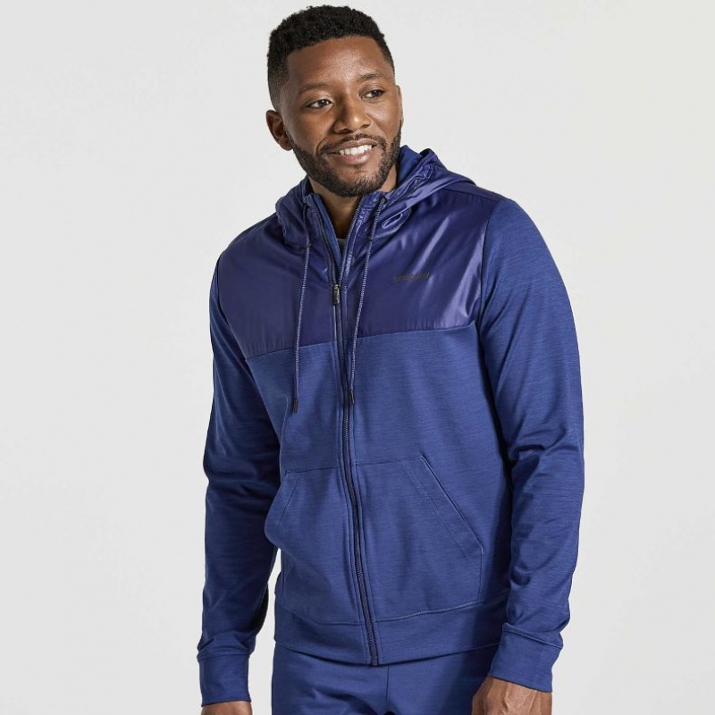 Men\'s Saucony Solstice Zip Hoodie Navy | CANADA UEVLMRG