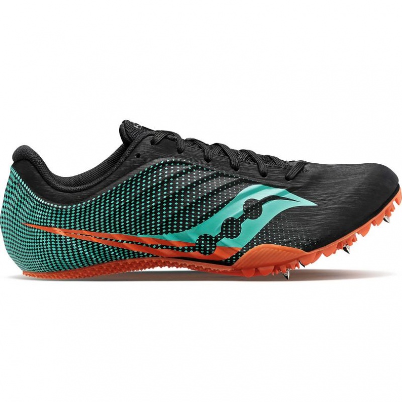 Men\'s Saucony Spitfire 5 Spikes Black / Turquoise | CANADA NUMDQZI