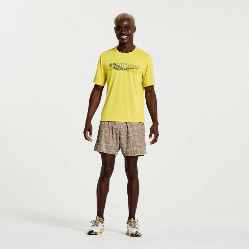 Men's Saucony Stopwatch Graphic Short Sleeve T-Shirt Yellow | CANADA OYWVSBM