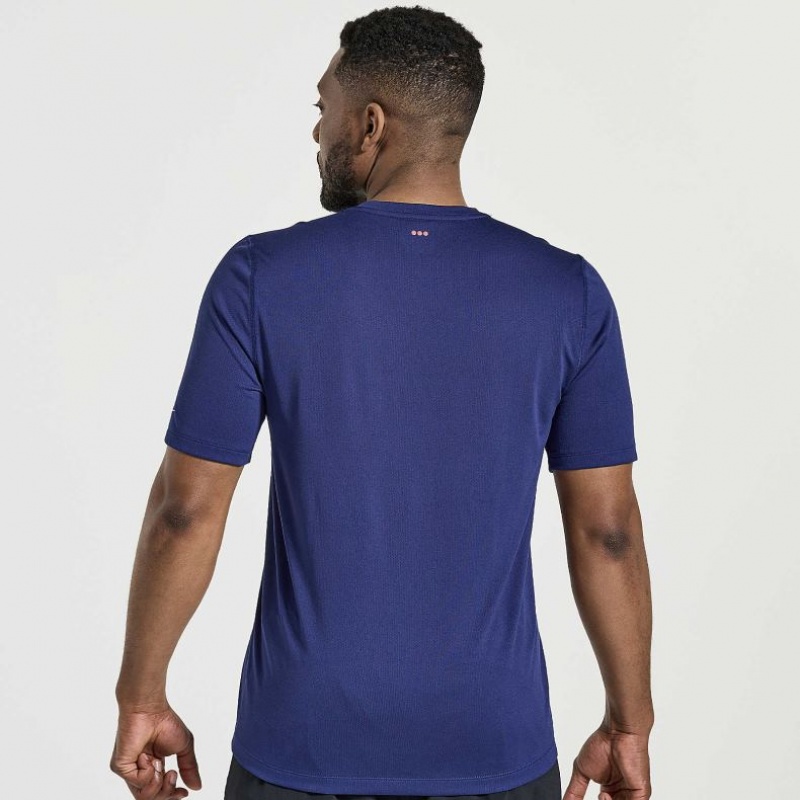 Men's Saucony Stopwatch Graphic Short Sleeve T-Shirt Navy | CANADA WIROUVK