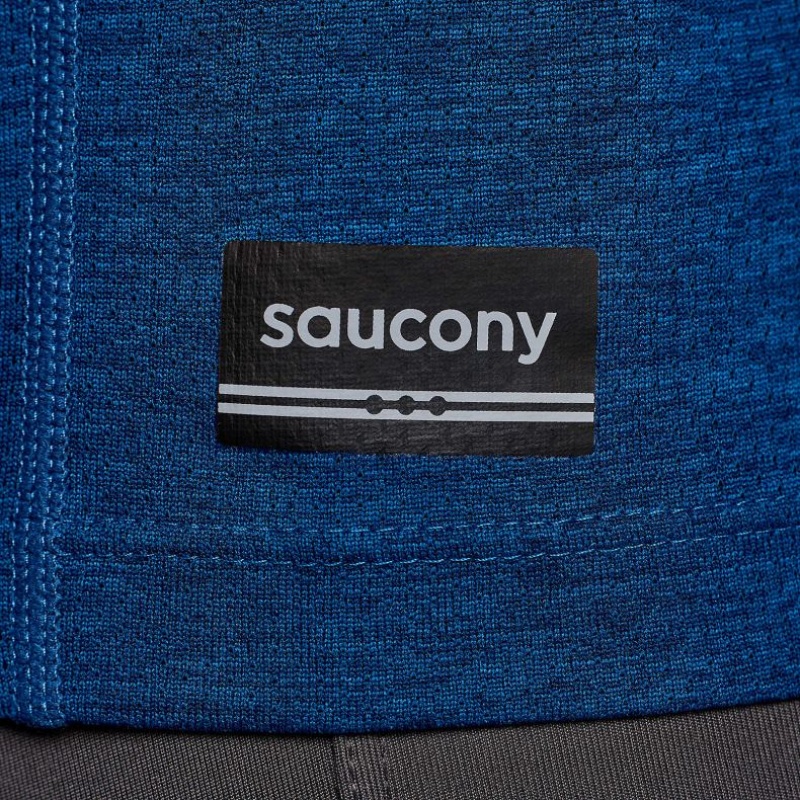 Men's Saucony Stopwatch Graphic Short Sleeve T-Shirt Indigo | CANADA DMVHPUE