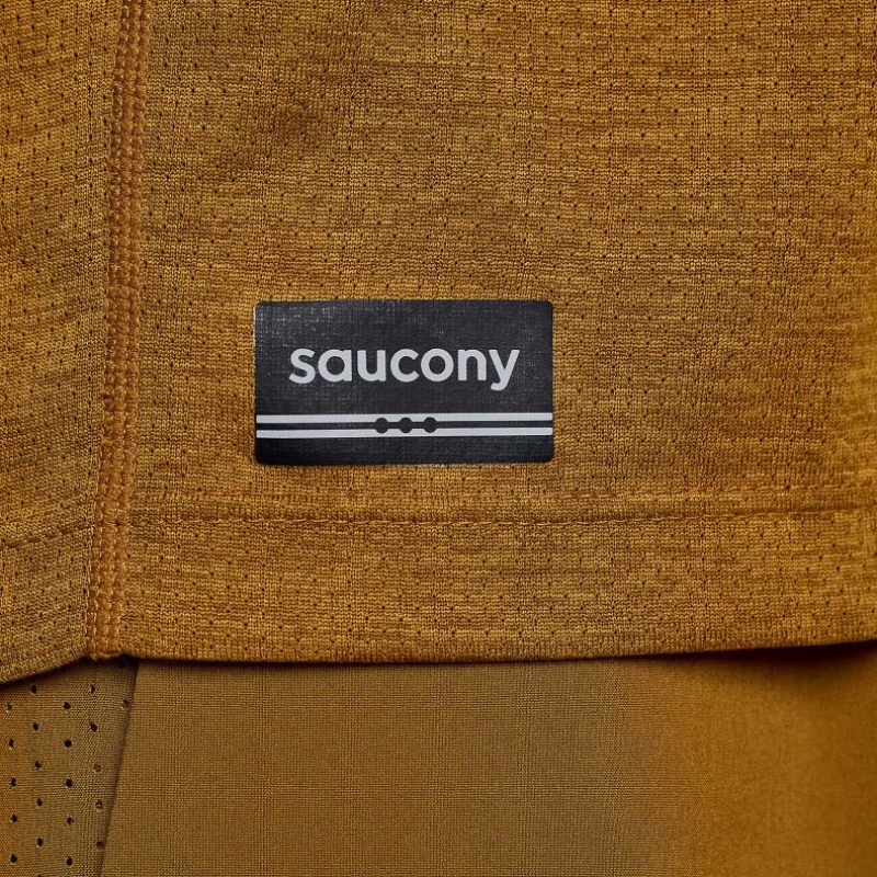 Men's Saucony Stopwatch Long Sleeve T-Shirt Brown | CANADA NJVYPBI