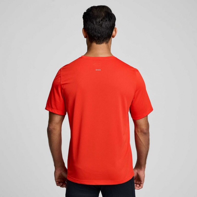 Men's Saucony Stopwatch Short Sleeve T-Shirt Orange | CANADA SKDEWQH