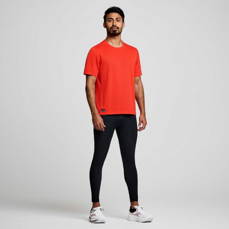 Men's Saucony Stopwatch Short Sleeve T-Shirt Orange | CANADA SKDEWQH