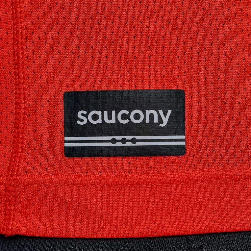 Men's Saucony Stopwatch Short Sleeve T-Shirt Orange | CANADA SKDEWQH