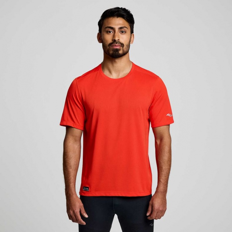 Men\'s Saucony Stopwatch Short Sleeve T-Shirt Orange | CANADA SKDEWQH