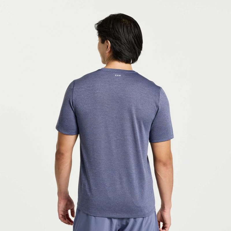 Men's Saucony Stopwatch Short Sleeve T-Shirt Blue | CANADA XMHBJGY