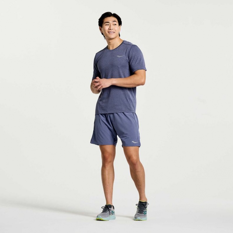 Men's Saucony Stopwatch Short Sleeve T-Shirt Blue | CANADA XMHBJGY