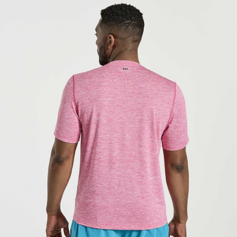 Men's Saucony Stopwatch Short Sleeve T-Shirt Pink | CANADA KTZPOSW