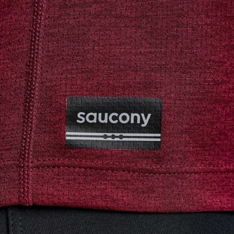 Men's Saucony Stopwatch Singlet Burgundy | CANADA AVBKTRJ