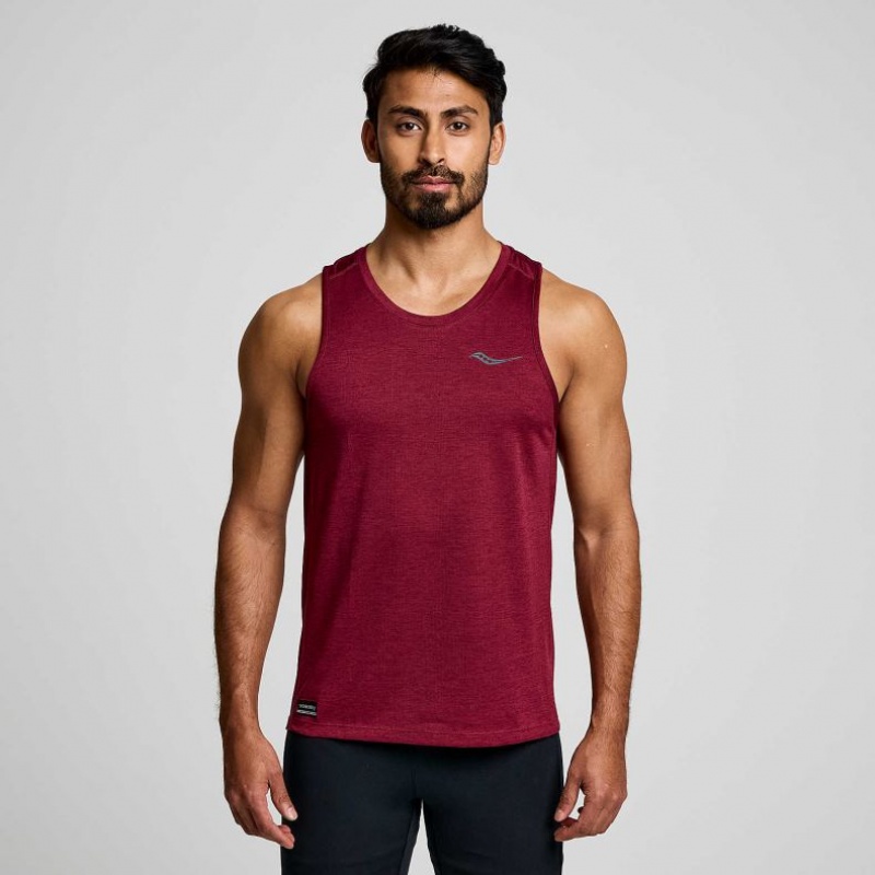 Men\'s Saucony Stopwatch Singlet Burgundy | CANADA AVBKTRJ