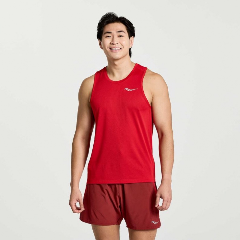 Men\'s Saucony Stopwatch Singlet Red | CANADA UGEFBTQ