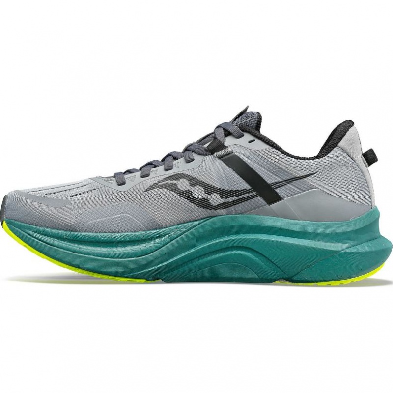 Men's Saucony Tempus Wide Running Shoes Grey / Turquoise | CANADA QJKYUNM