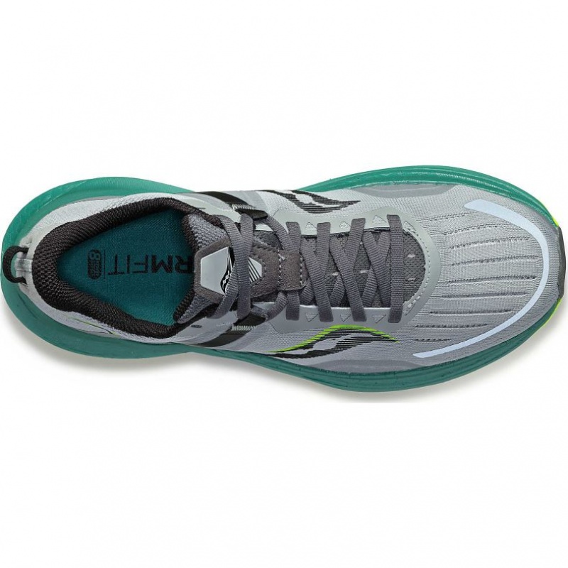 Men's Saucony Tempus Wide Running Shoes Grey / Turquoise | CANADA QJKYUNM