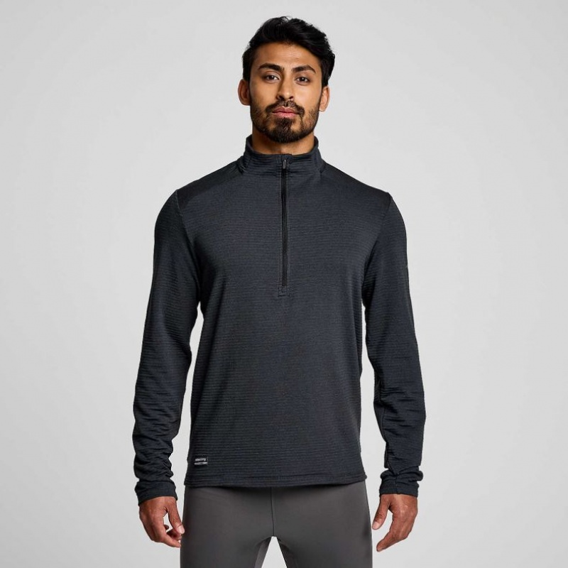 Men\'s Saucony Triumph 3D 1/2 Zip Sweatshirt Black | CANADA ULKAFCM