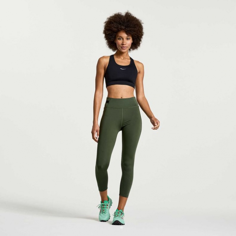 Women's Saucony Explorer Utility Crop Tight Dark Green | CANADA ZDCGXVO