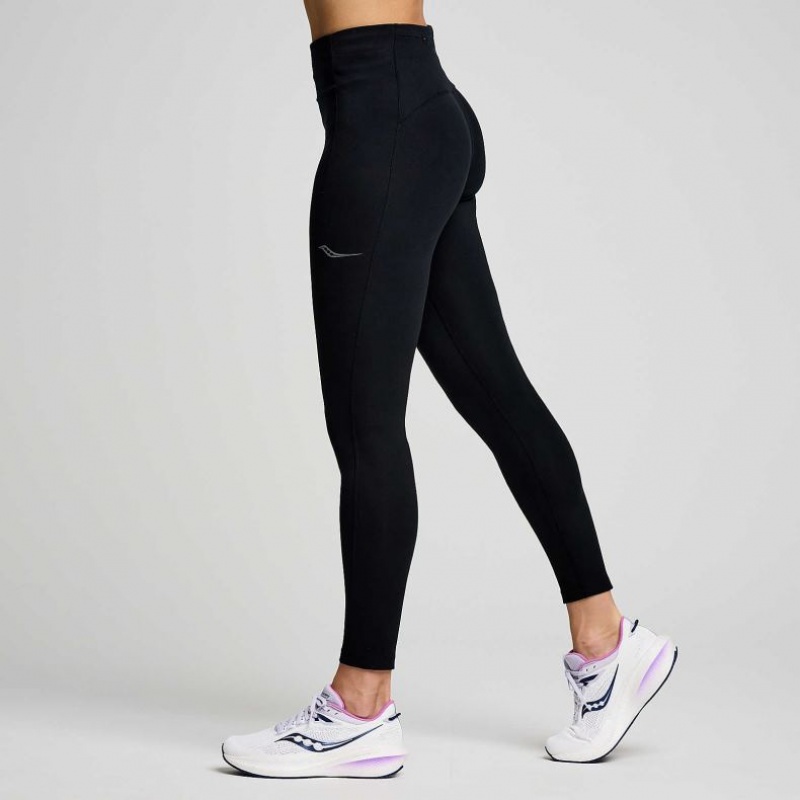 Women's Saucony Fortify 7/8 Tight Black | CANADA AOGXEUW