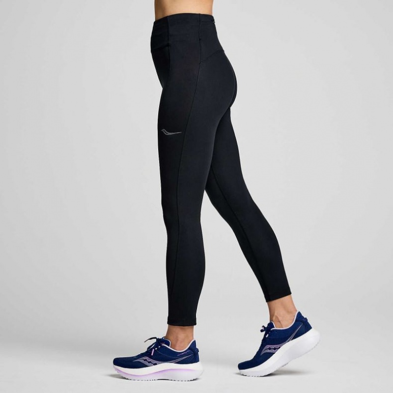 Women's Saucony Fortify Crop Tight Black | CANADA ZNVSUQW